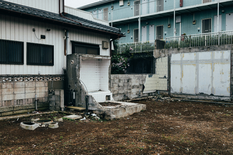 Abandoned Land And Japanese House Remains