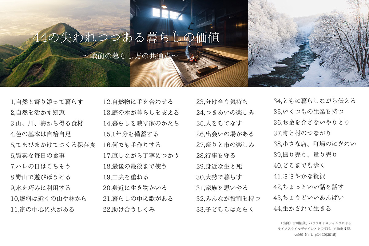 The concept of “AX (Analog Transformation)” advocated by PlanetDAO’s Adam Fulford originates in Japan’s regional cultures — especially the “44 Vanishing Values of Everyday Life” identified by Professor Ryuzo Furukawa.